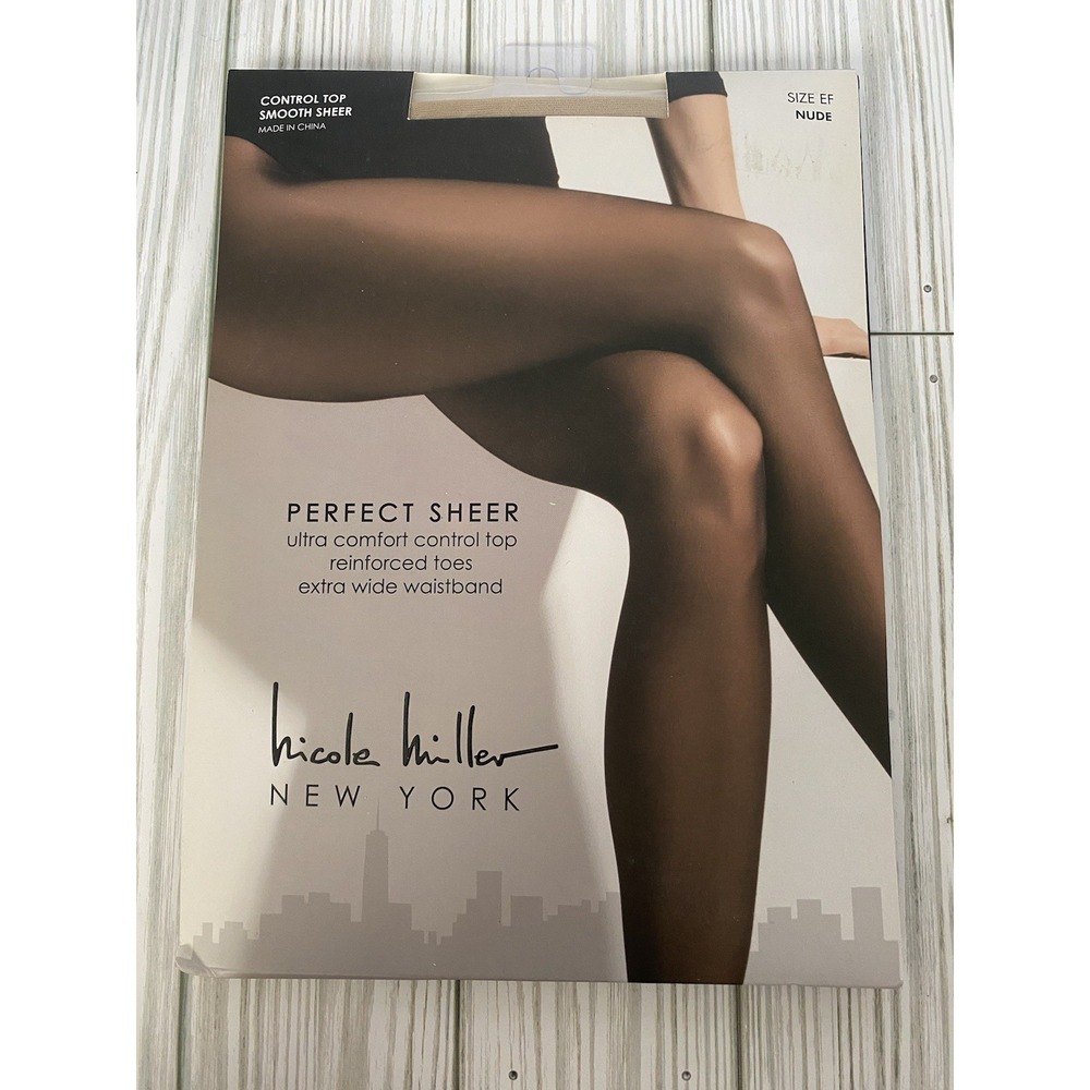 Nicole Miller New York Perfect Sheer Pantyhose Control Top NIP Size EF Nude